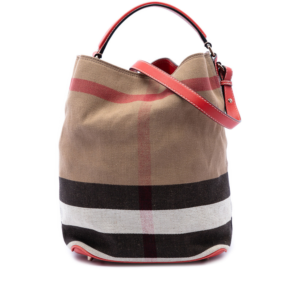 Pre-Loved Burberry Medium Mega Check Canvas Ashby Bucket Bag